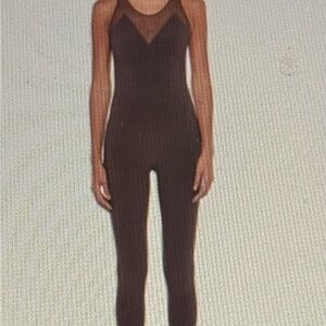 New Norma Kamali Chocolate Racer Combo Catsuit